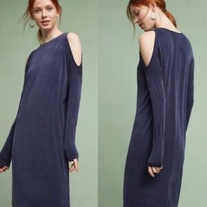 NWT. Retail $128. Size M. eri + ali. Navy blue Cocoon Cold Shoulder Dress.